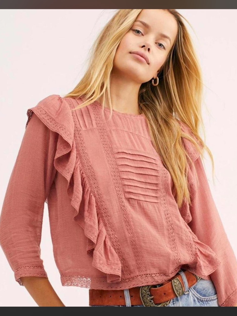 Free People Jasmine Ruffle Lace Top